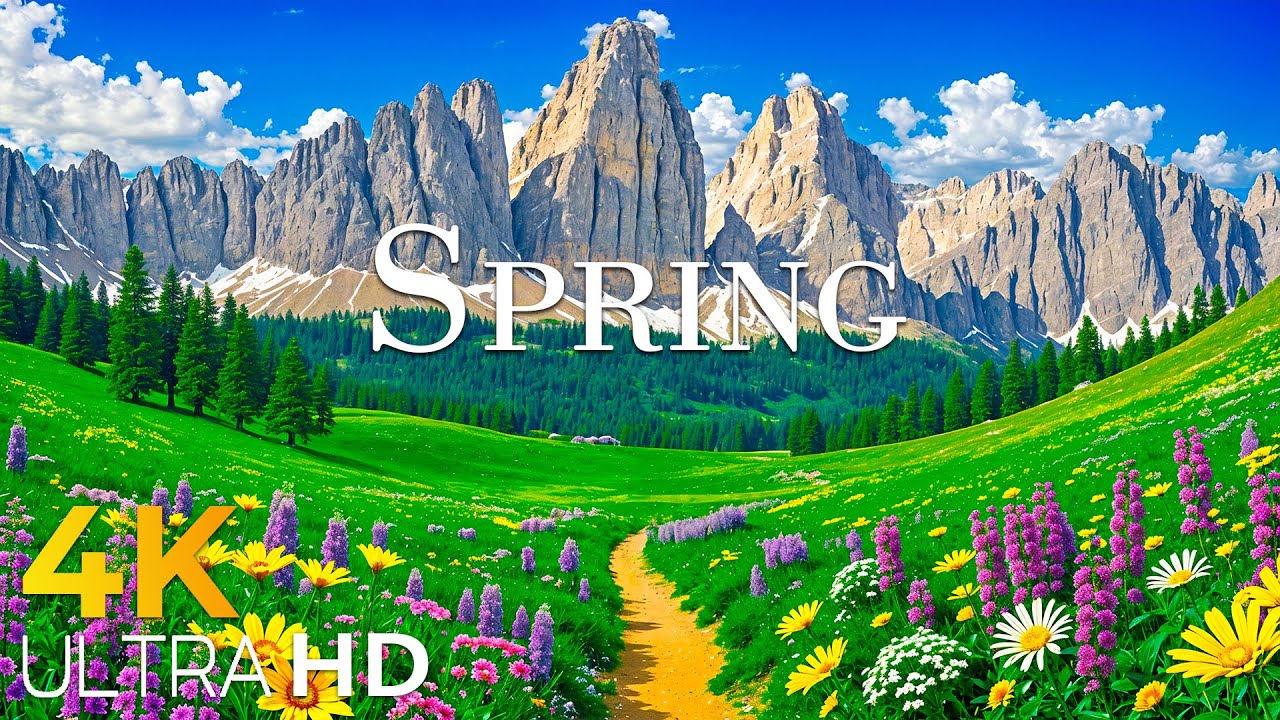 The Alps in Full Bloom 4K 🌿 A Breathtaking Symphony of Spring and Snow-Capped Peaks